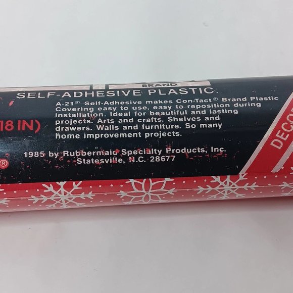 Vintage ConTact Brand Self Adhesive Plastic Shelf Liner Roll Red Snowtime 1986 - Picture 9 of 9